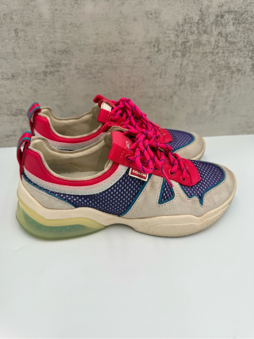 Coach G4969 Women’s Sneakers Size 5.5B Multicolor Pink Purple Suede Mesh